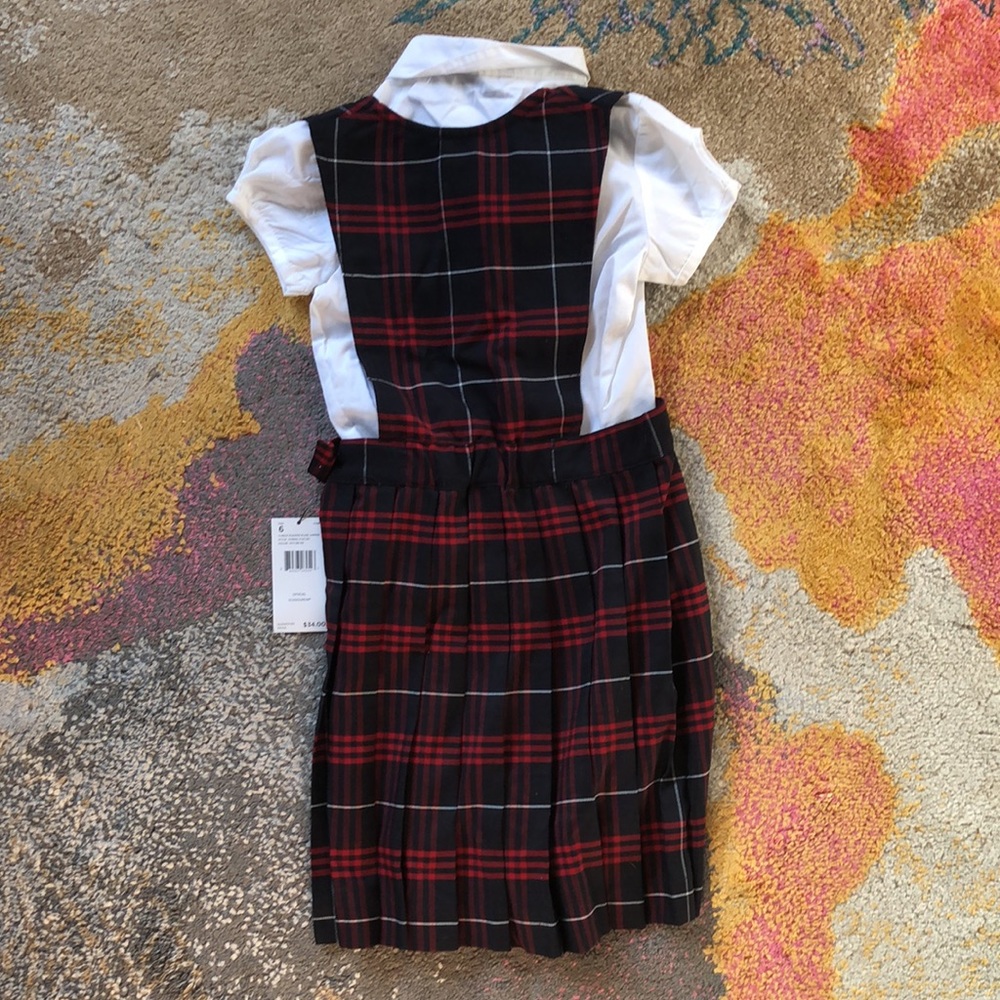 Pleated Plaid Dress and White Blouse (8) - Picture 4 of 4